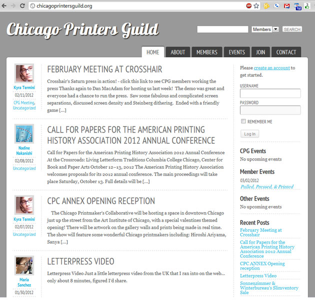 Chicago Printers Guild Website