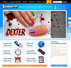 CustomUSB Home Page with Dexter Thumb