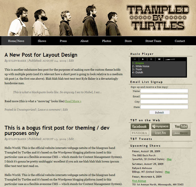 Trampled By Turtles official website 2009