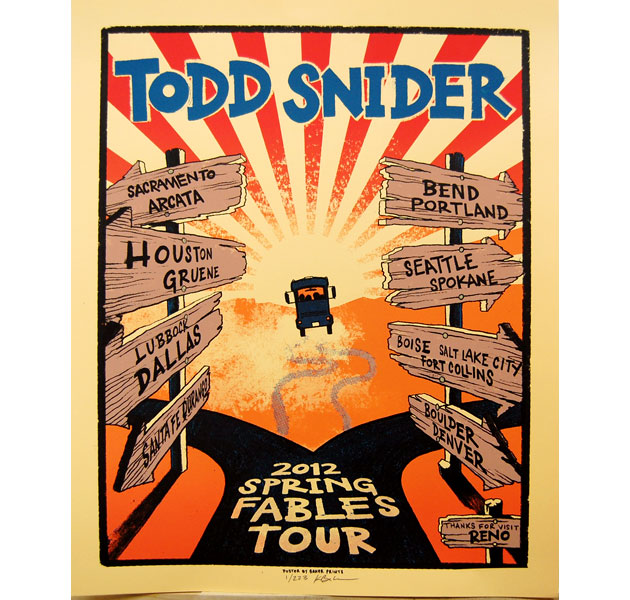 Todd Snider Spring Fables Tour 2012 poster
