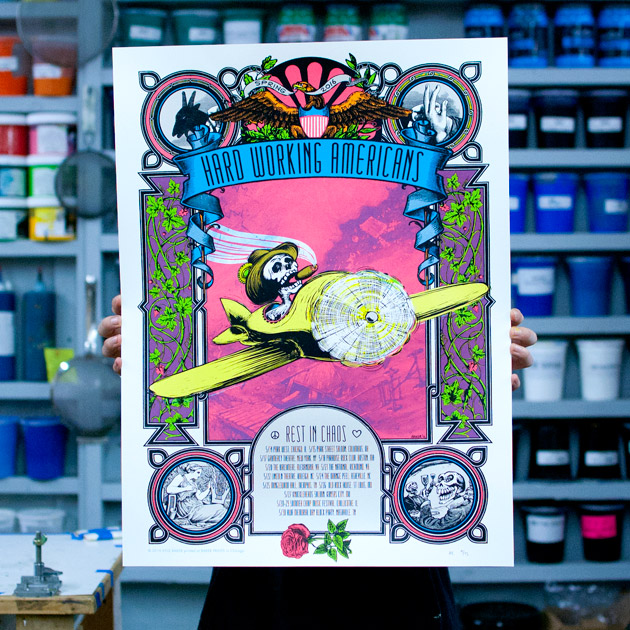 Hard Working Americans sprint 2016 silkscreen tour poster by Baker Prints