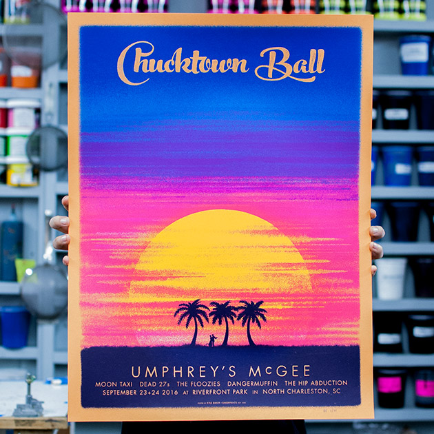 Umphrey's McGee 2016 Chucktown Ball official event poster by Kyle Baker, Baker Prints