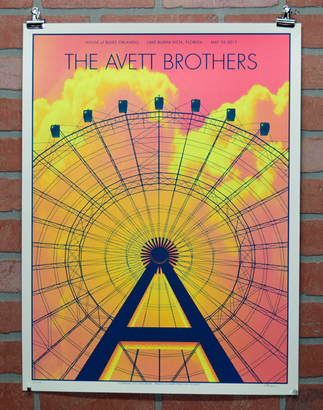 The Avett Borthers Orlando 2017 gig poster ferris wheel