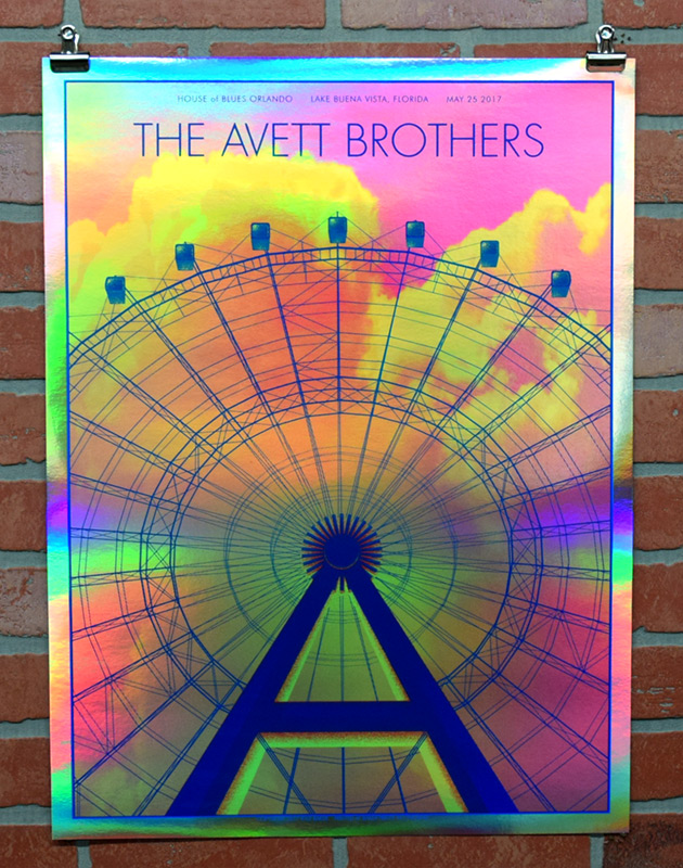 The Avett Borthers Orlando 2017 gig poster Rainbow Foil Variant